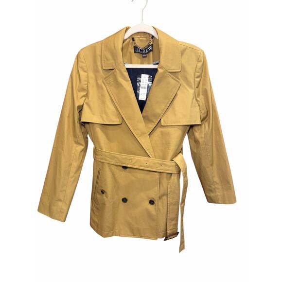 NWT J. Crew Women 8 Cropped Icon Trench Coat Honey Brown Tan Camel Belted Jacket - Picture 6 of 17